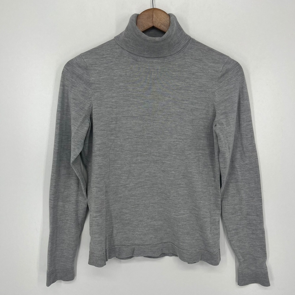 Ann Taylor LOFT Womens Medium Grey Turtleneck Long Sleeve Knit Sweater